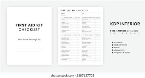 First Aid Kit Checklist Template Printable Stock Vector (Royalty Free ...