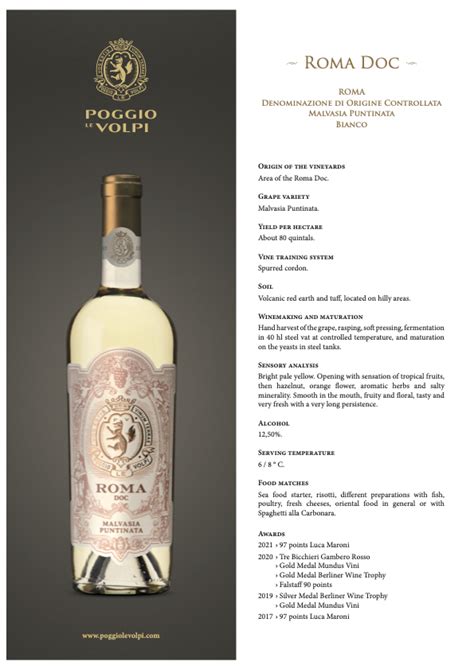 Roma Bianco Doc 2021 [poggio Le Volpi] 75cl Once Upon A Vine