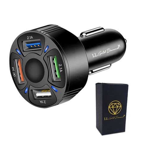 Ll Gold Diamond Usb Car Charger 4 Port Fast Car Charger Adapter 3 0 32 V Compatible With