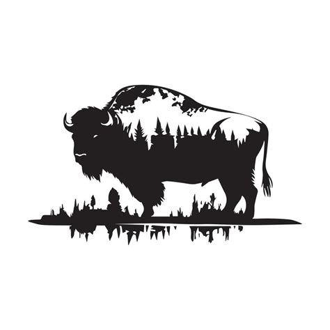 Bison Silhouette Character Vector Illustration 25455390 Vector Art At