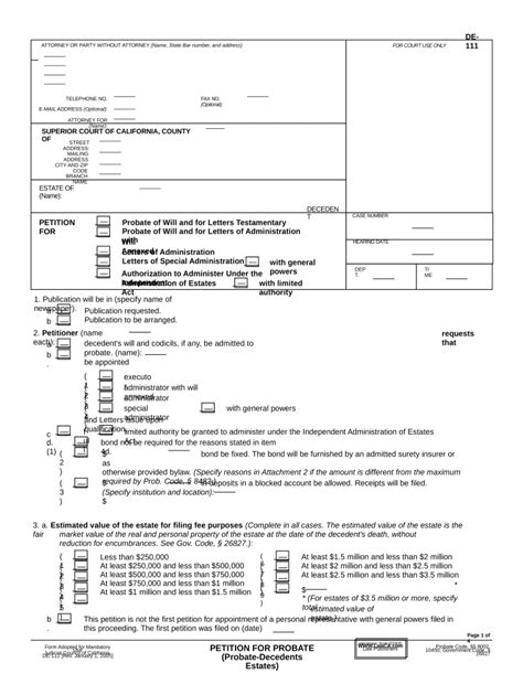 Ca Probate Doc Template PdfFiller