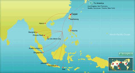 EVA Air route map - Southeast Asia