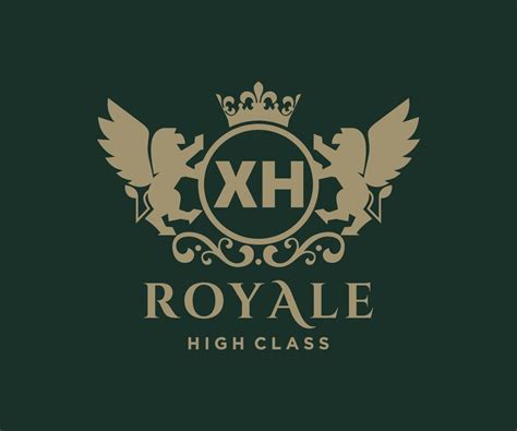 Golden Letter Xh Template Logo Luxury Gold Letter With Crown Monogram