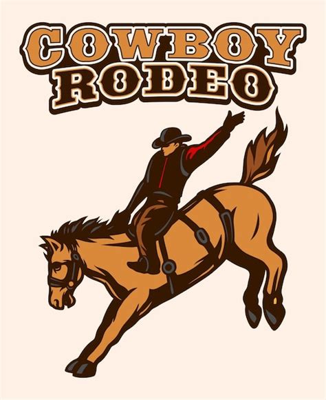 Cowboy Rodeo Pferd Vektor Illustration Premium Vektor