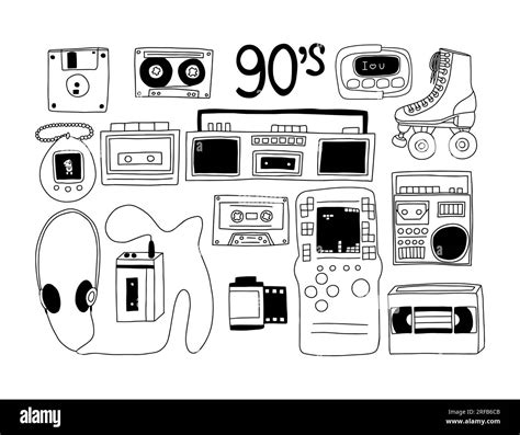 Retro Doodle Objects Illustration Set Stock Vector Image Art Alamy