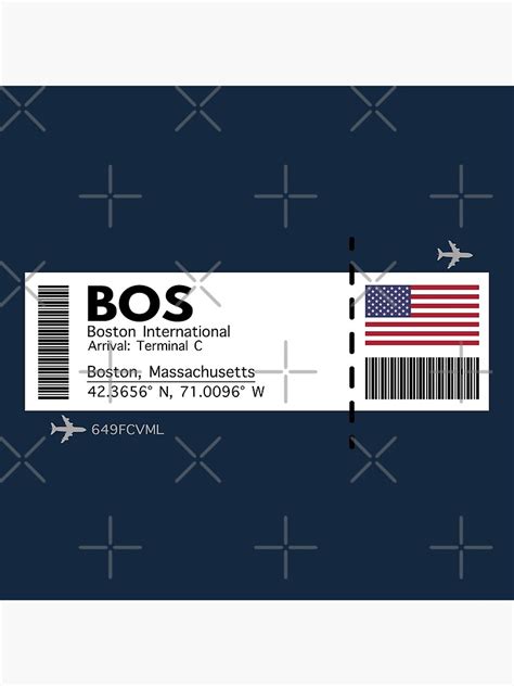 "BOS Boston International Airport Boarding Pass Ticket" Poster for Sale ...