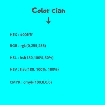 Códigos html del Color cian Esquemas RGB HSL HEX