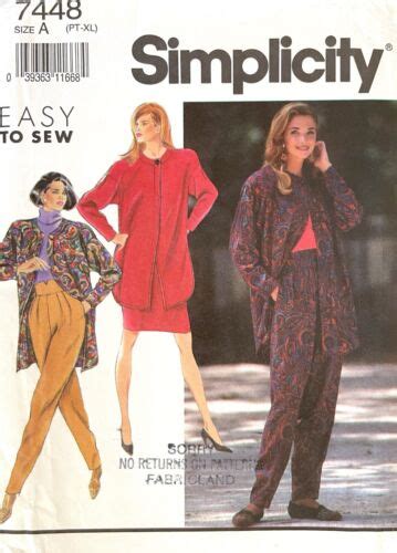 S Simplicity Misses Pants Skirt Shirt Jacket Pattern Size Pt