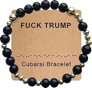 Amazon Cubarsi Fuck Trump Morse Code Agate Carnelian Bracelet FDT