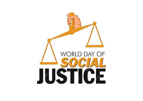 Cartaz De Ilustração Vetorial Do Dia Mundial Da Justiça Social Com Fundo De Mão Segurando