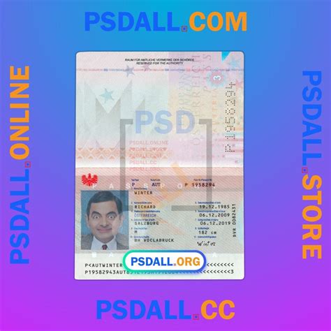 Austria Passport PSD Template Psdall Org