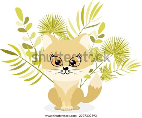 Kitten Sits Thicket Plants Tulips Vector Stock Vector (Royalty Free) 2297302593 | Shutterstock