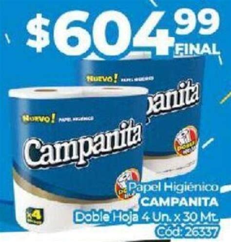 Papel Higiénico Campanita Doble Hoja 4 Un X 30 Mt Oferta En Diarco