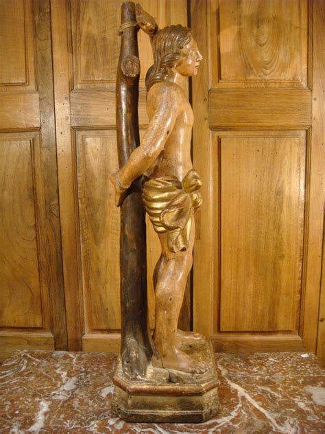 Sculpture De Saint S Bastien En Bois Polychrome Epoque Xviiie N