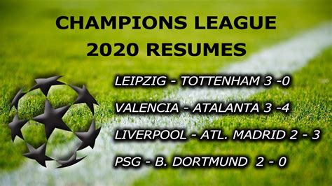 Champions League Leipzig Tottenham Valencia Atalanta Psg