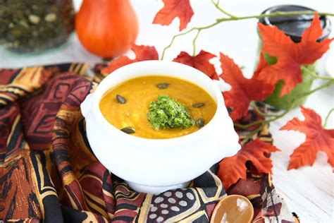 Pumpkin Soup With Kale Pesto