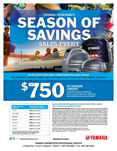 2017 Season Of Savings Flyer Cedar Creek Marina