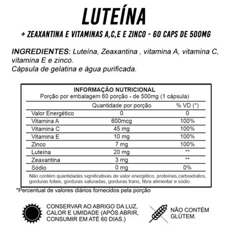 Luteína Zeaxantina Vitaminas A C E e Zinco Terra Vida Natural