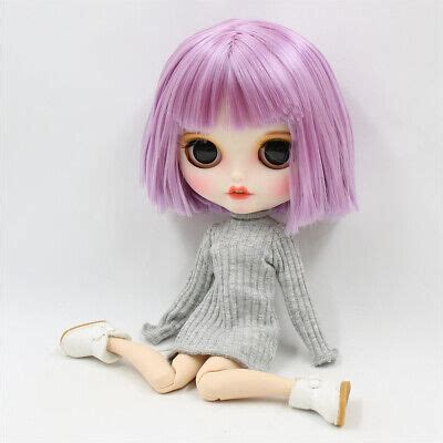 Blythe Doll Nude Hand Painted Big Rabbit Tooth Joint Body Purple Bob Hair EBay