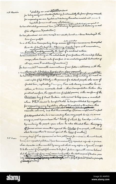 Draft Of The Declaration Of Independence In The Handwriting Of Thomas