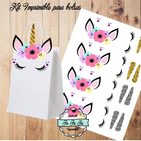 Kit Imprimible Unicornio Para Bolsas Kit Imprimible Imprimible