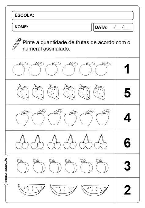 Atividades De Alfabetiza O Matem Tica Pintar Quantidades Escola