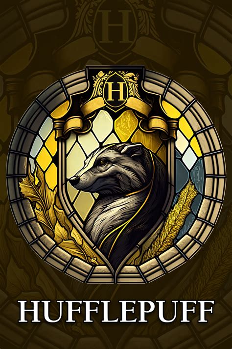 Badger Emblem Stained Glass Crest Harry Potter Artwork Harry Potter