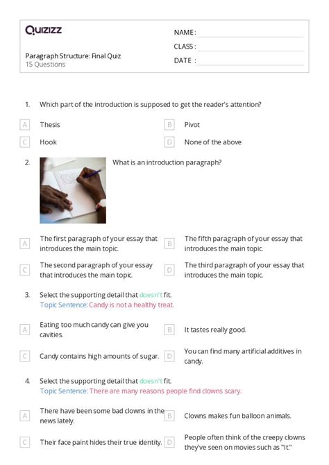 Paragraph Structure Worksheets For Th Grade On Quizizz Free