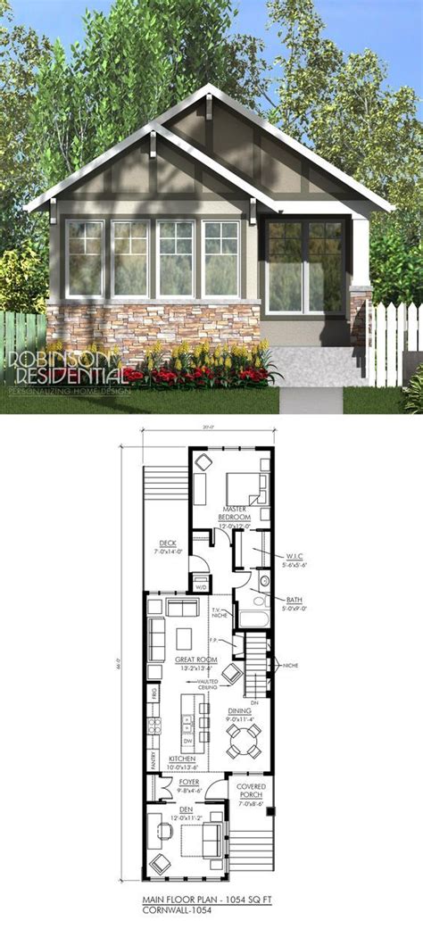 Craftsman Cornwall 1054 Robinson Plans Cottage Style House Plans Shotgun House Plans