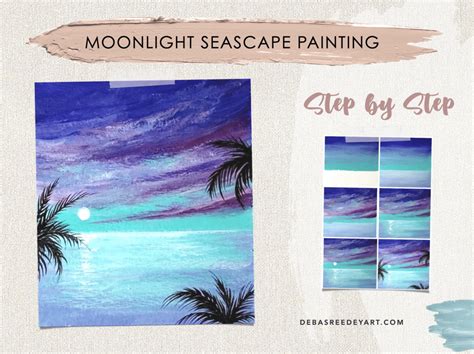 Easy Moonlight Seascape Painting Step By Step Tutorial For Beginners