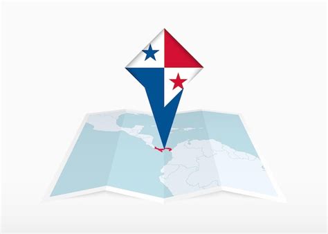 Premium Vector Panama Is Depicted On A Folded Paper Map And Pinned