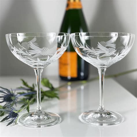 2 Flower Of Scotland Saucer Champagne Coupe Glass 155mm T Boxed Royal Scot Crystal Buy