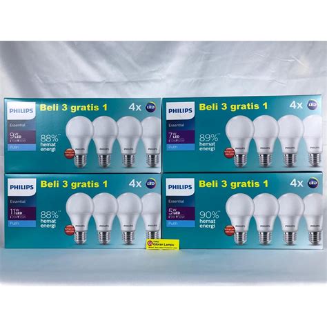 Jual Paket Lampu LED Philips Essential 5w 7w 9w 11w Beli 3 Gratis 1