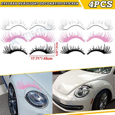 2 Pairs Car Headlight Eyelashes Stickers Fake Decal For Porsche VW