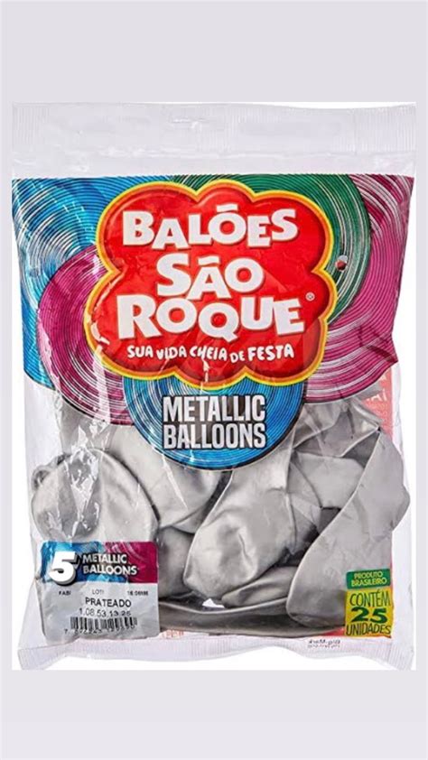 Balão São Roque N5 Metálico Metallic Ballons Prateado Elo7