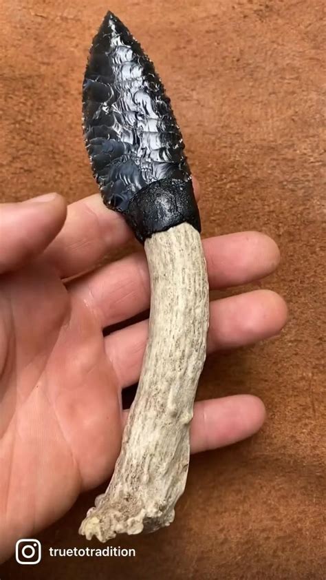 Rainbow Obsidian Knife With Antler Handle By Chumash Artist Etsy Artofit