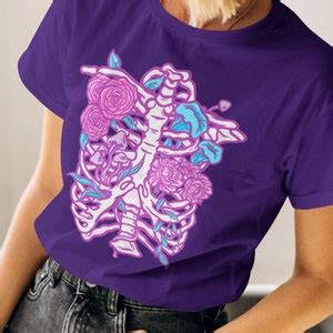 Pastel Goth Ribcage Flowers Botanical Top Aesthetic Gothic Shirt Soft