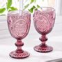 Set Of Four Vintage Embossed Coloured Wine Glasses By Dibor