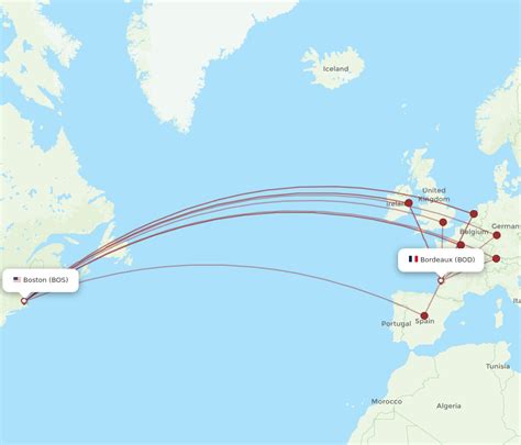 All Flight Routes From Boston To Bordeaux BOS To BOD Flight Routes