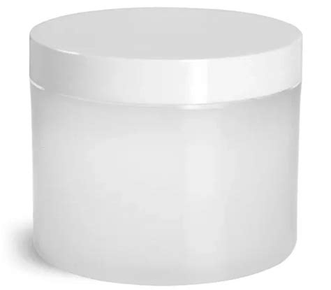 2 Oz Frosted Natural Thick Wall Polypro Jars W White Smooth Plastic Lined Caps