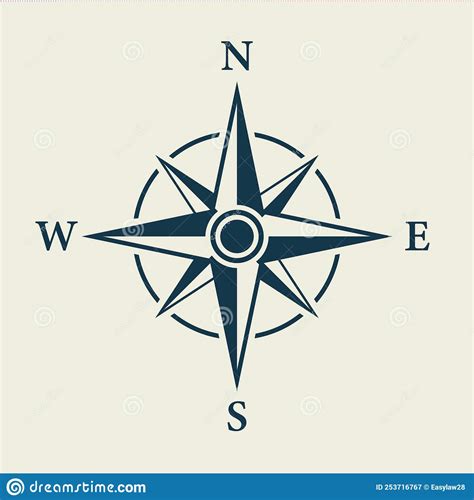 Compass Map Silhouette Icon Rose Wind Navigation Retro Equipment Glyph