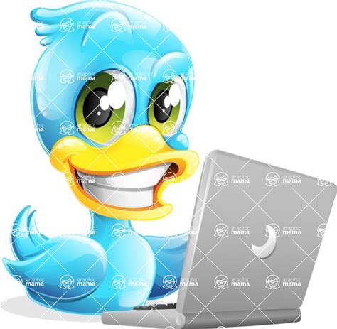 Blue Duck Cartoon Vector Character Vector Cartoon Character With