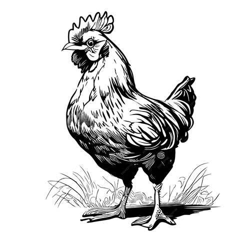 Premium Vector | Hen standing sketch hand drawn in doodle style ...