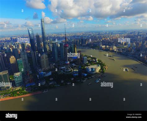 Skyline Of Puxi Huangpu River And The Lujiazui Financial District With