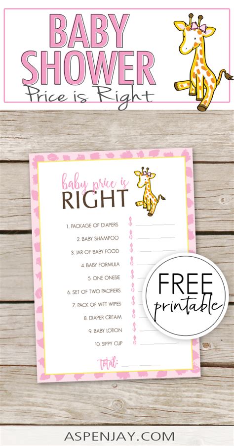 Price Is Right Baby Shower Game FREE Printable Aspen Jay 48 OFF