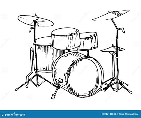 Vector Drum Kit Stock Vector Illustration Of Draw Concert 247136889