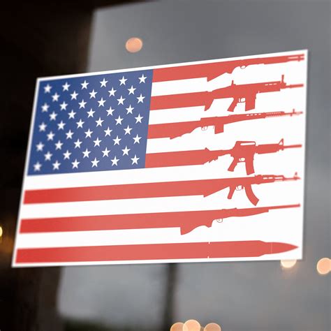 Bandera Americana Con Guns Sticker Calcomanías Estados Unidos Etsy España
