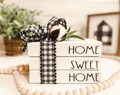 Home Sweet Home Book Bundle, Farmhouse Book Stack, Buffalo Check Decor ...