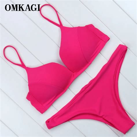 Omkagi Thong Bikinis Women 2018 Sexy Push Up Bikini Set Swimming