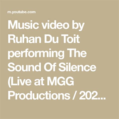 Music Video By Ruhan Du Toit Performing The Sound Of Silence Live At